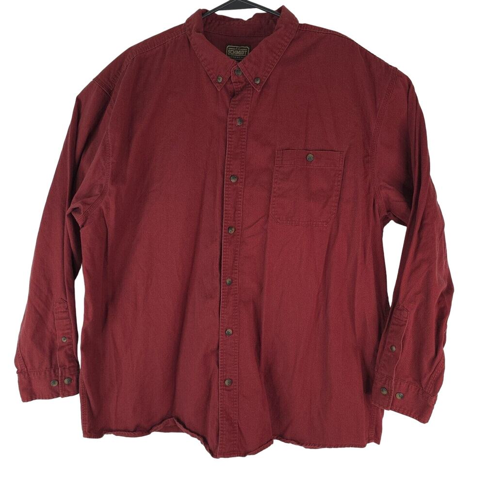 CE Schmidt Workwear Flannel Shirt Mens 2XL Heavy Cotton Red